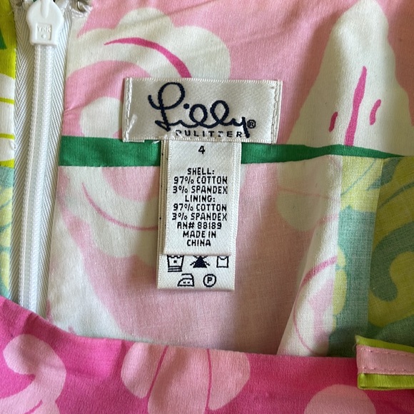 Lilly Pulitzer pink & green patchwork print, size 4 - Picture 2 of 3